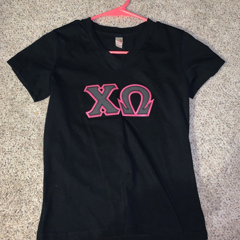 Chi Omega stitched letters